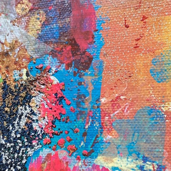 Scripting 2 - Original Wall Art Liquid Oil Paint & Marker Signed Painting 6”x8” - Picture 4 of 10